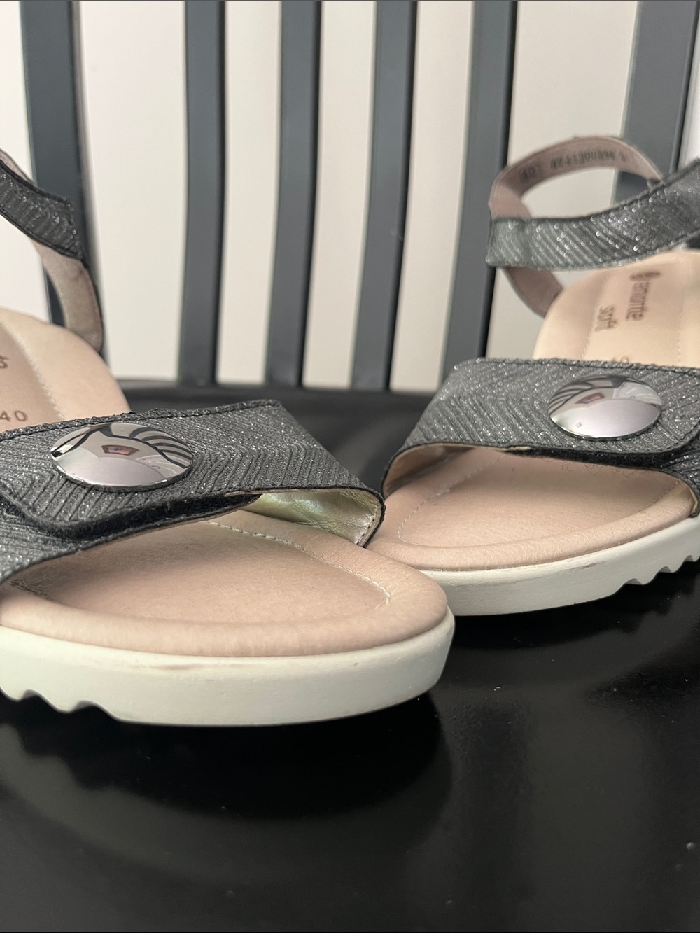 Remonte wedge espadrille Sandals Sz 40 gray, silver, tan European - Picture 8 of 8